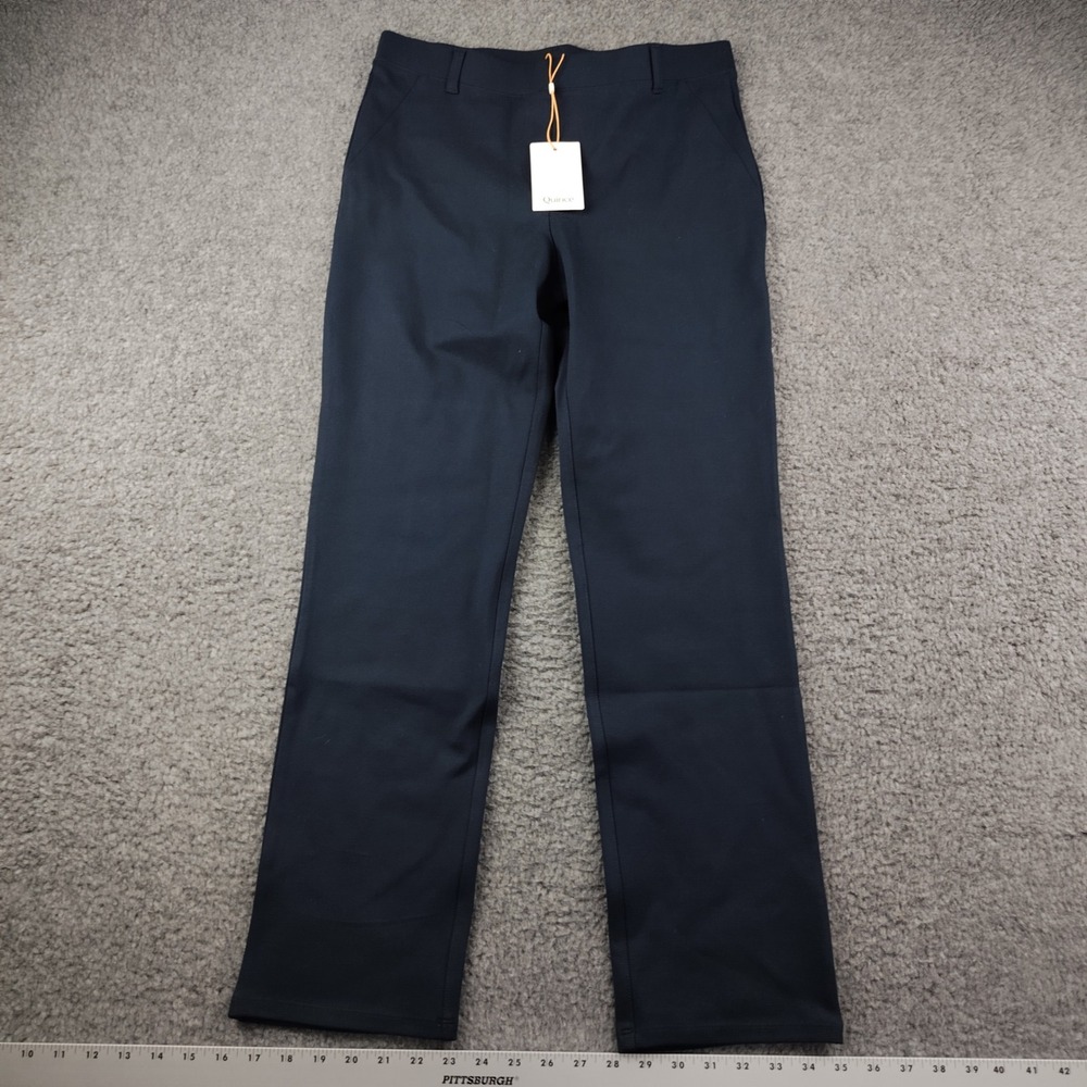 Quince Pants Sz Medium Ultra Stretch Ponte Straight Leg Navy Blue NWT